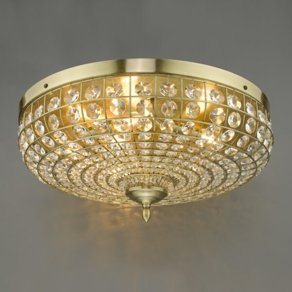 Asmara 5 Light Flush Antique Brass Crystal - Image 5