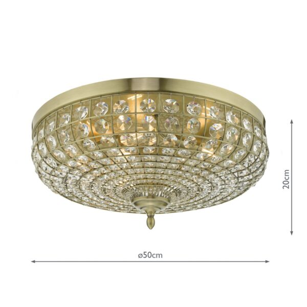 Asmara 5 Light Flush Antique Brass Crystal - Image 8