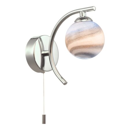 Atiya Wall Light Polished Chrome With Planet Style Glass