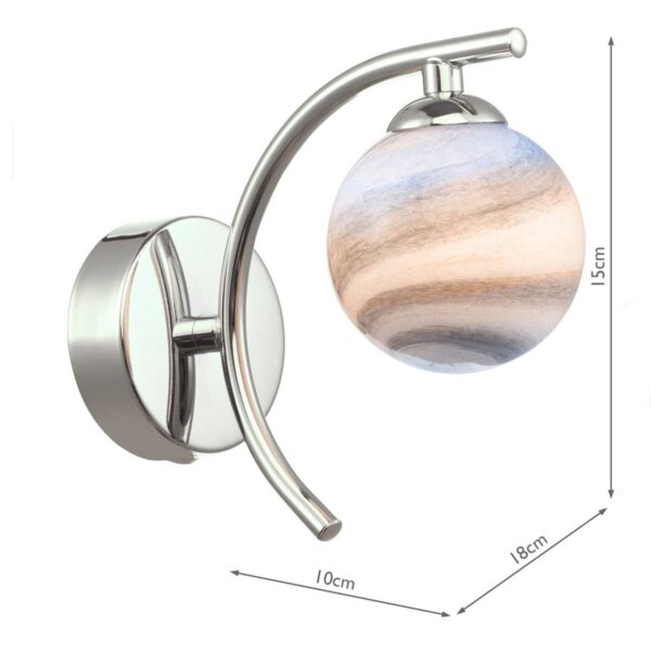 Atiya Wall Light Polished Chrome With Planet Style Glass - Image 6