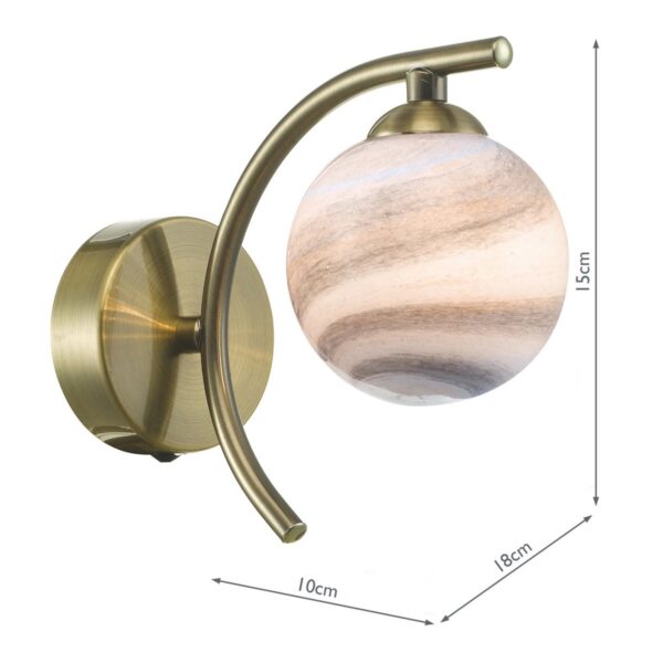 Atiya Wall Light Antique Brass With Planet Style Glass - Image 6