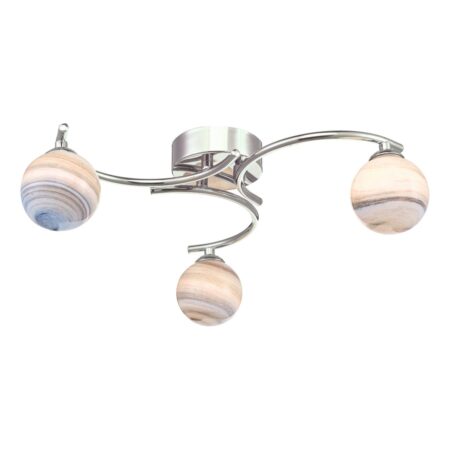 Atiya 3 Light Semi Flush Polished Chrome With Planet Style Glass