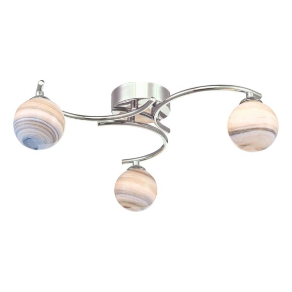 Atiya 3 Light Semi Flush Polished Chrome With Planet Style Glass
