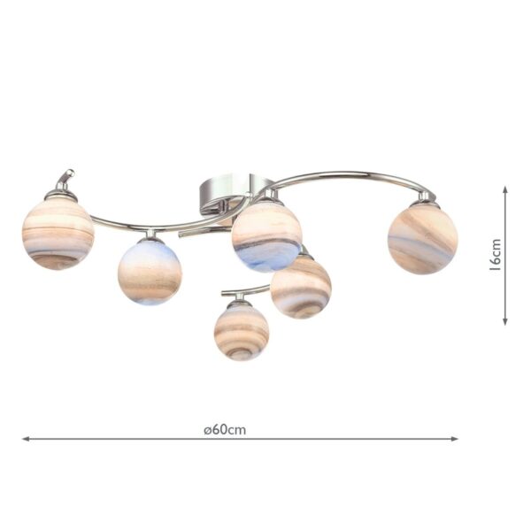 Atiya 6 Light Semi Flush Polished Chrome With Planet Style Glass - Image 7
