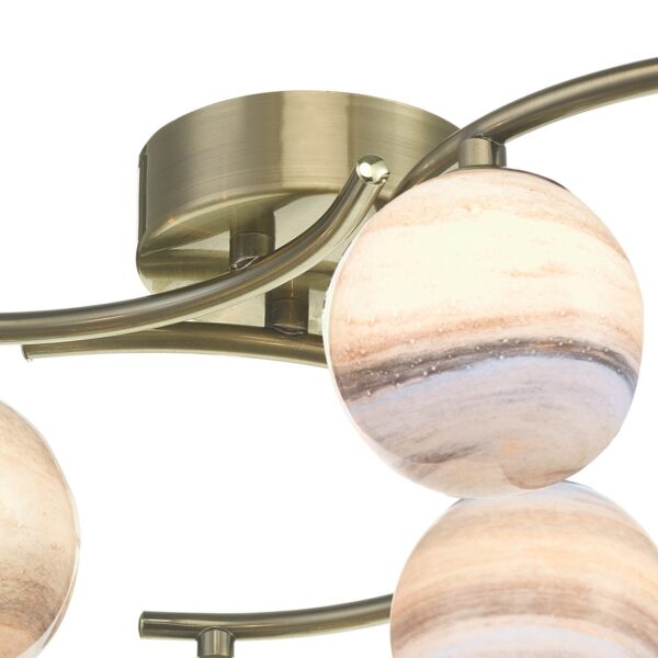 Atiya 6 Light Semi Flush Antique Brass With Planet Art Glass - Image 4