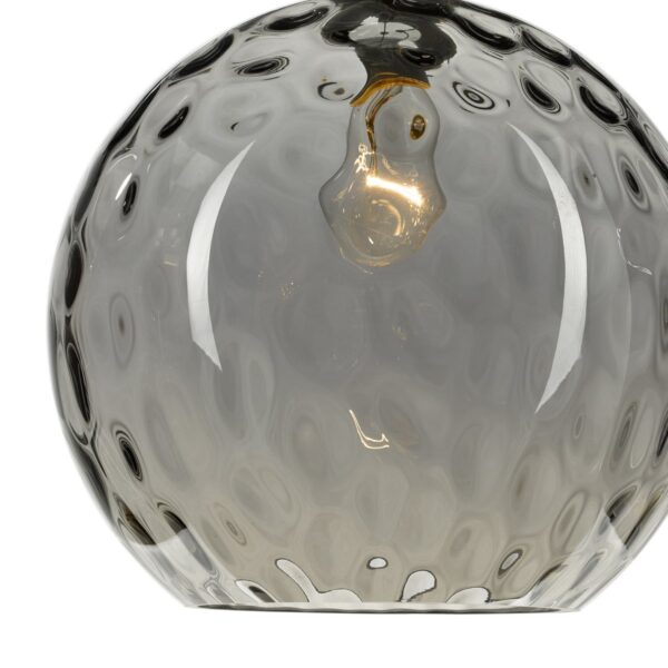 Aulax 1 Light Pendant Silver Smoked Glass With Dimple Effect - Image 3