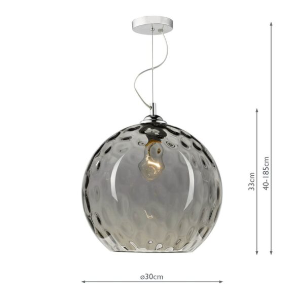 Aulax 1 Light Pendant Silver Smoked Glass With Dimple Effect - Image 6