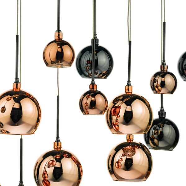 Aurelia 15 Light Bar Pendant Black Chrome & Copper/Bronze Glass - Image 3
