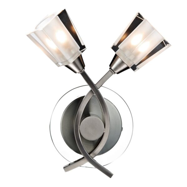 Austin 2 Light Wall Light Satin Chrome Frosted Glass