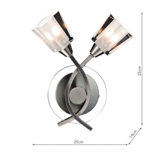 Austin 2 Light Wall Light Satin Chrome Frosted Glass - Image 5