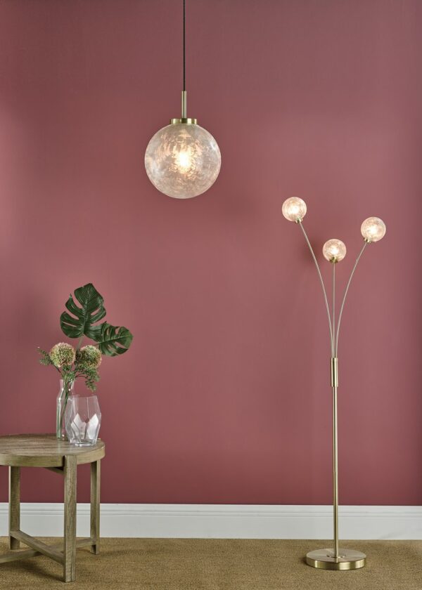 Avari 1 Light Pendant Satin Brass And Clear Frosted Glass - Image 7