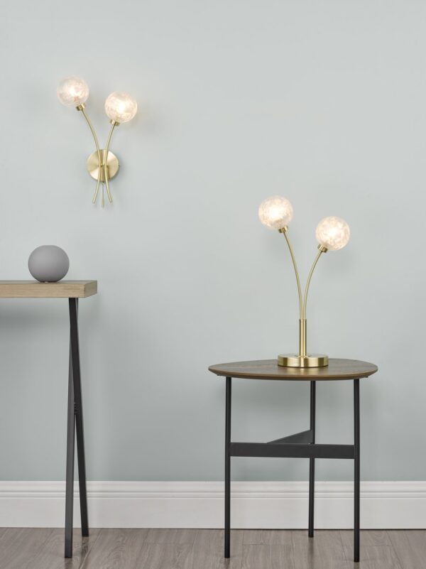 Avari 2 Light Wall Light Satin Brass Glass - Image 6