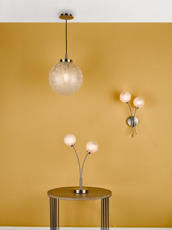 Avari 2 Light Wall Light Satin Nickel Frosted Glass - Image 8