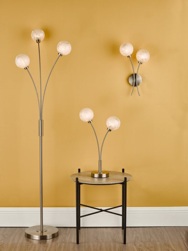 Avari 2 Light Wall Light Satin Nickel Frosted Glass - Image 10