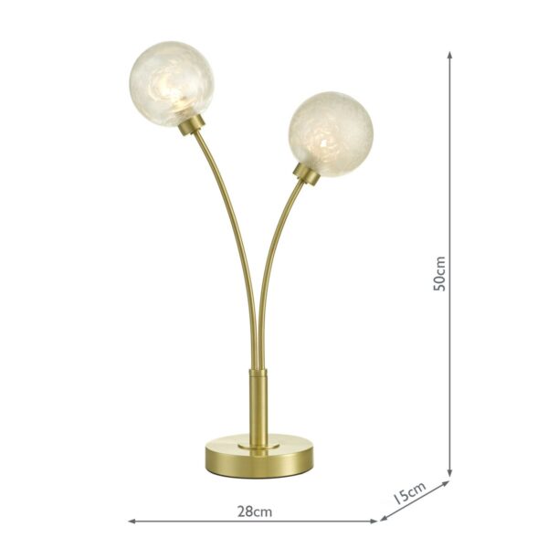 Avari 2 Light Table Lamp Satin Brass Glass - Image 8
