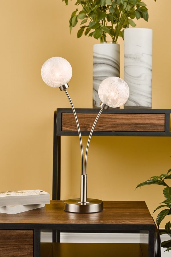 Avari 2 Light Table Lamp Satin Nickel Frosted Glass - Image 6