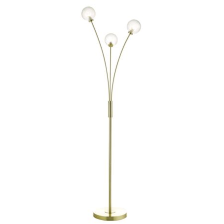 Avari 3 Light Floor Lamp Satin Brass Glass