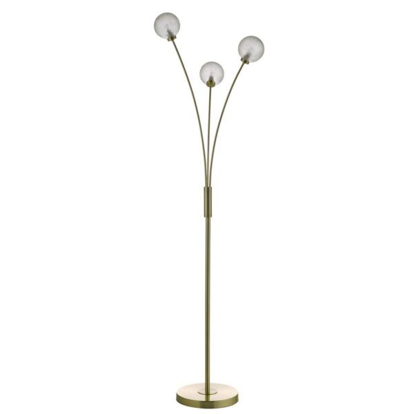 Avari 3 Light Floor Lamp Satin Brass Glass - Image 2