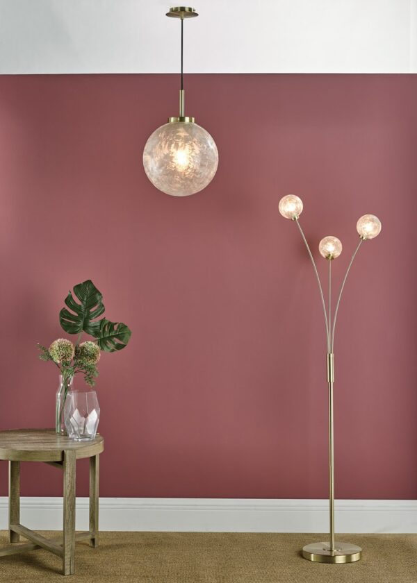 Avari 3 Light Floor Lamp Satin Brass Glass - Image 4