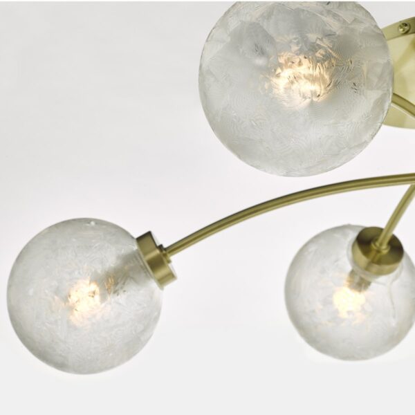 Avari 6 Light Semi Flush Satin Brass And Clear Frosted Glass - Image 3