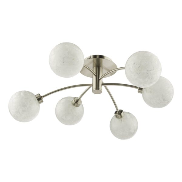 Avari 6 Light Semi Flush Satin Nickel Frosted Glass - Image 2