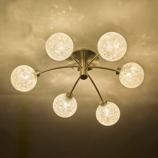 Avari 6 Light Semi Flush Satin Nickel Frosted Glass - Image 5