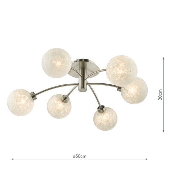 Avari 6 Light Semi Flush Satin Nickel Frosted Glass - Image 9