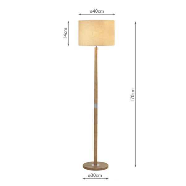 Avenue Floor Lamp Light Wood Polished Chrome With Shade - Image 7