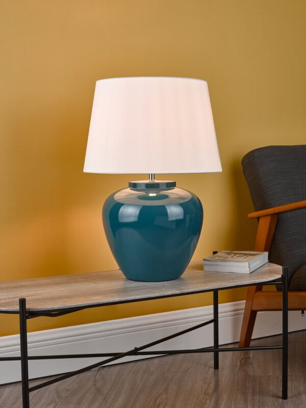 Ayla Table Lamp Blue Ceramic With Shade - Image 4