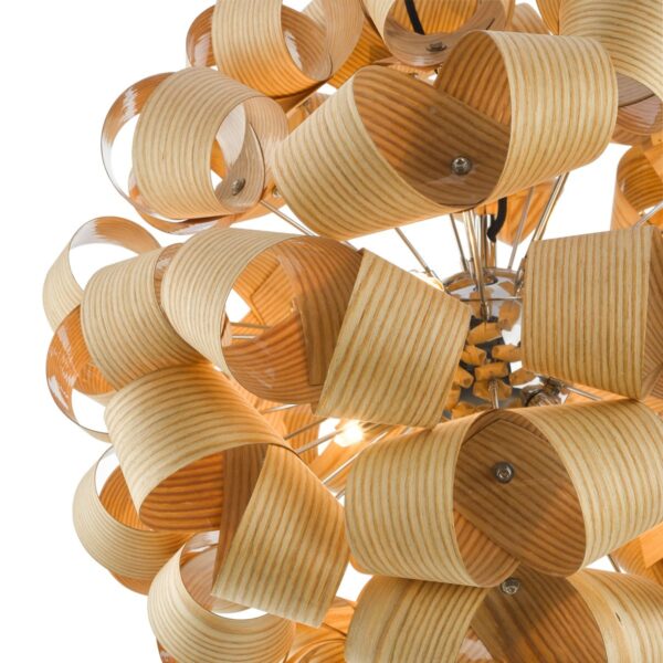 Ayna 6 Light Single Pendant Real Ash Veneer Satin Nickel - Image 3