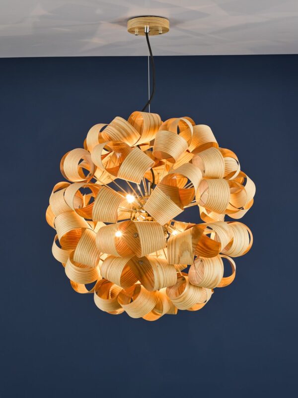 Ayna 6 Light Single Pendant Real Ash Veneer Satin Nickel - Image 7