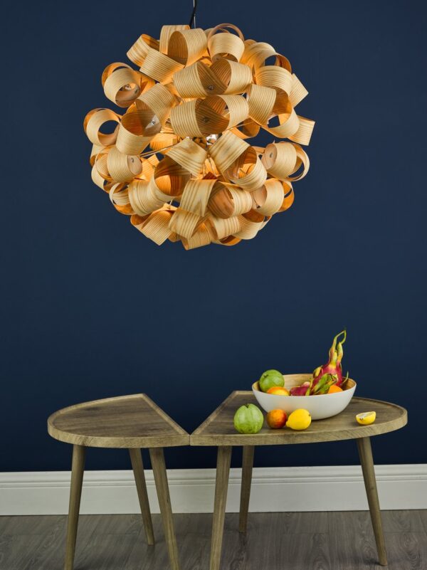 Ayna 6 Light Single Pendant Real Ash Veneer Satin Nickel - Image 8