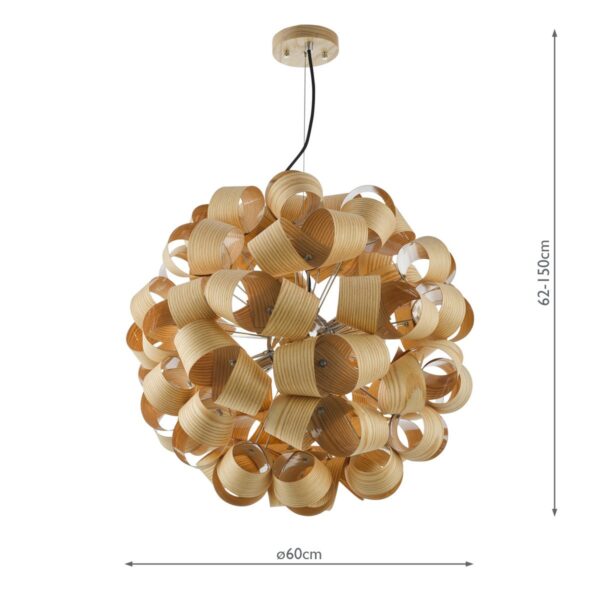 Ayna 6 Light Single Pendant Real Ash Veneer Satin Nickel - Image 9