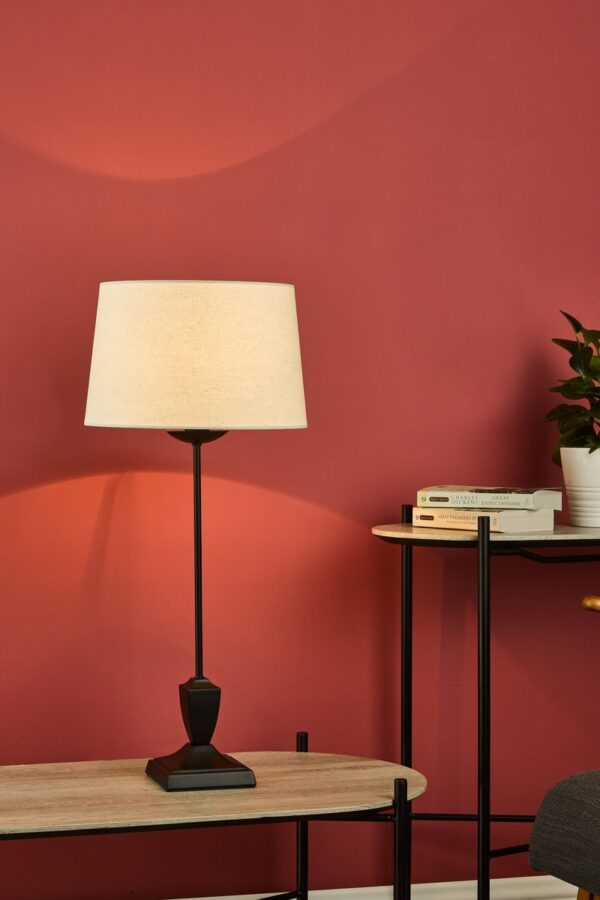 Bessa Table Lamp Satin Black With Shade - Image 7