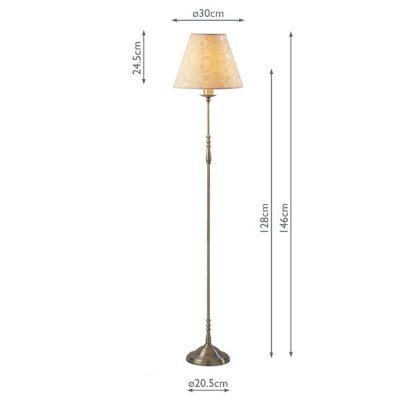 Blenheim Floor Lamp Antique Brass With Shade (Multipack) - Image 3