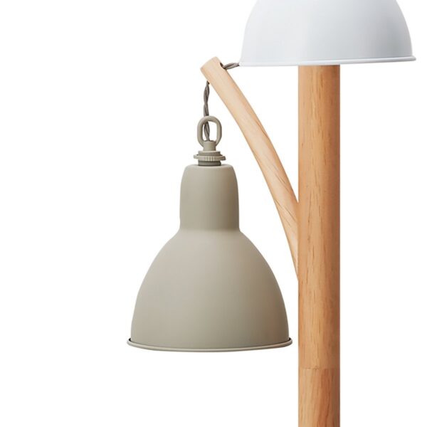 Blyton 3 Light Floor Lamp Wood Cream/Grey - Image 4