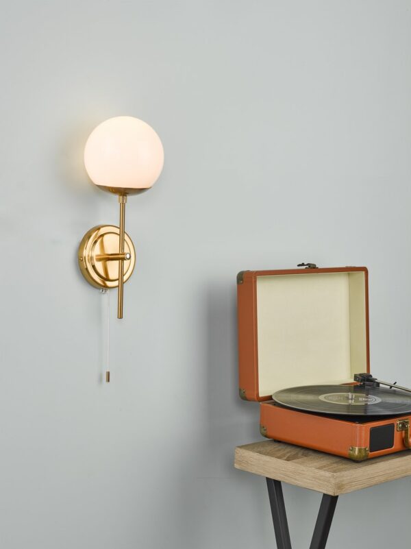 Bombazine Wall Light Natural Brass Opal Glass - Image 7