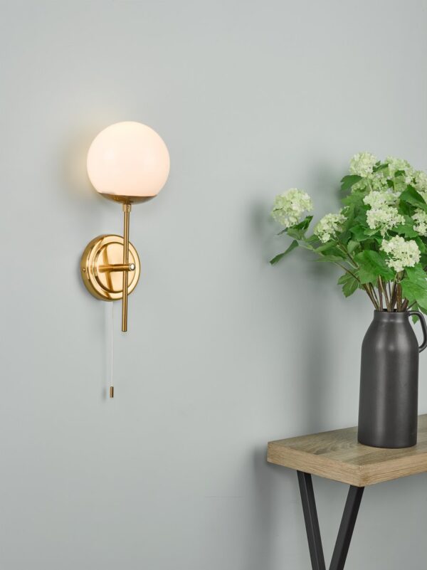 Bombazine Wall Light Natural Brass Opal Glass - Image 8