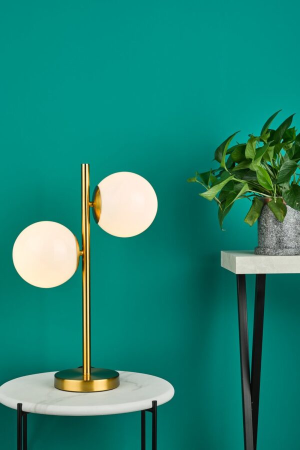 Bombazine 2 Light Table Lamp Natural Brass Opal Glass - Image 6