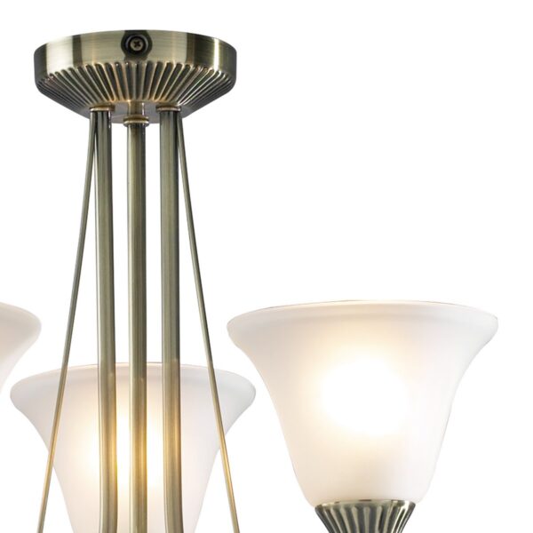 Boston 3 Light Semi Flush Antique Brass complete with Glass - Image 3