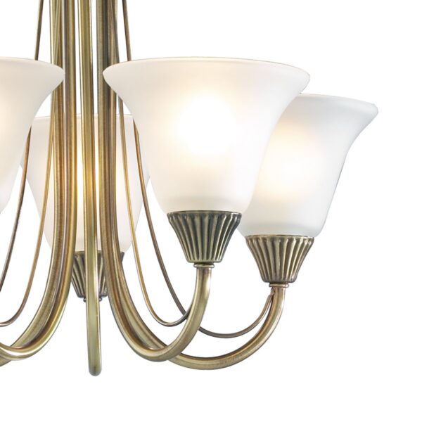 Boston 5 Light Semi Flush Antique Brass Opal Glass - Image 2