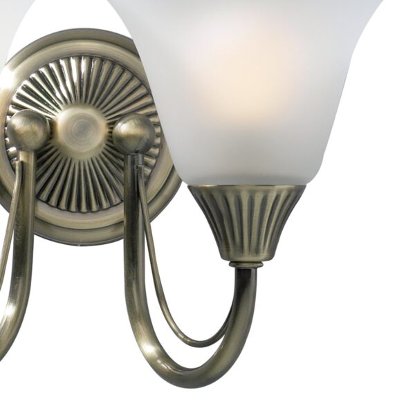 Boston 2 Light Wall Light Antique Brass Opaque Glass - Image 3