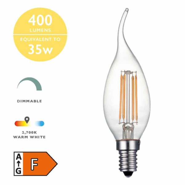(Pack of 5) LED Candle Light Bulb (Lamp) SES/E14 4W 400LM