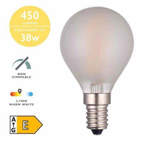 (Pack of 5) LED Golf Ball Light Bulb (Lamp) SES/E14 4W 450LM