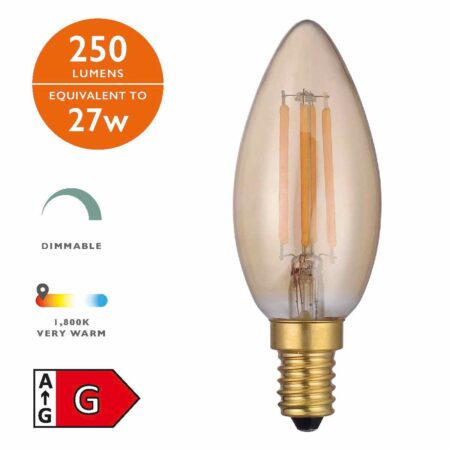 (Pack of 5) LED Candle Light Bulb (Lamp) SES/E14 4W 250LM