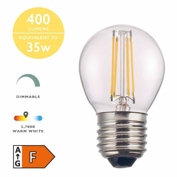 (Pack of 5) LED Golf Ball Light Bulb (Lamp) ES/E27 4W 400LM