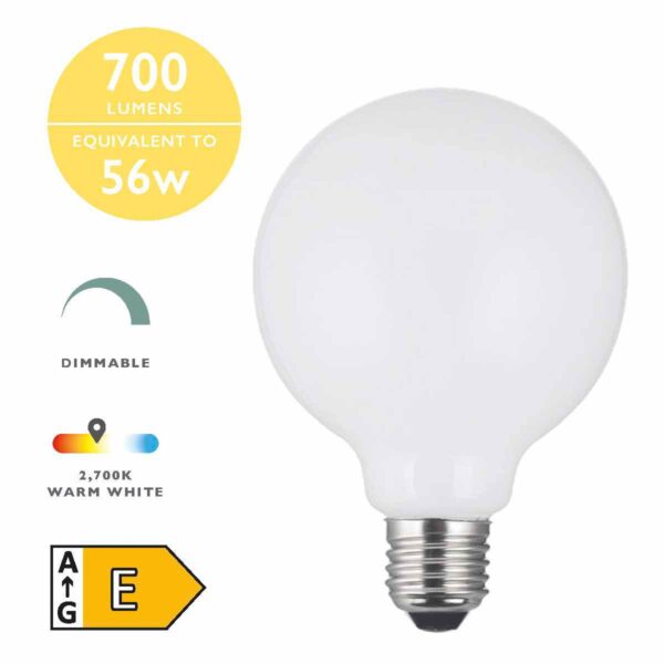 (Pack of 5) LED Globe Light Bulb (Lamp) ES/E27 6W 700LM