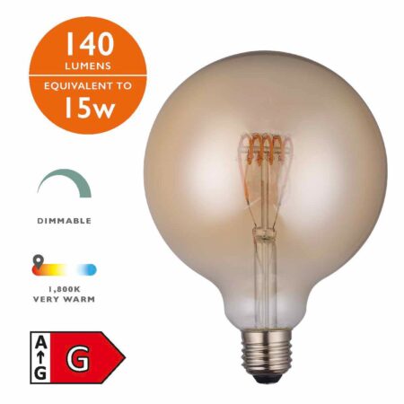 (Pack of 5) LED Large Globe Light Bulb (Lamp) ES/E27 4W 140LM