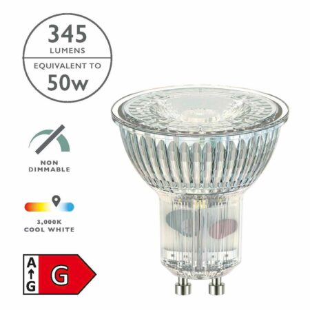 (Pack of 5) LED GU10 Light Bulb (Lamp) 5W 345LM 3000K