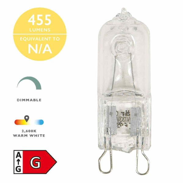 (Pack of 3) Halogen G9 Light Bulb (Lamp) 33W 455LM